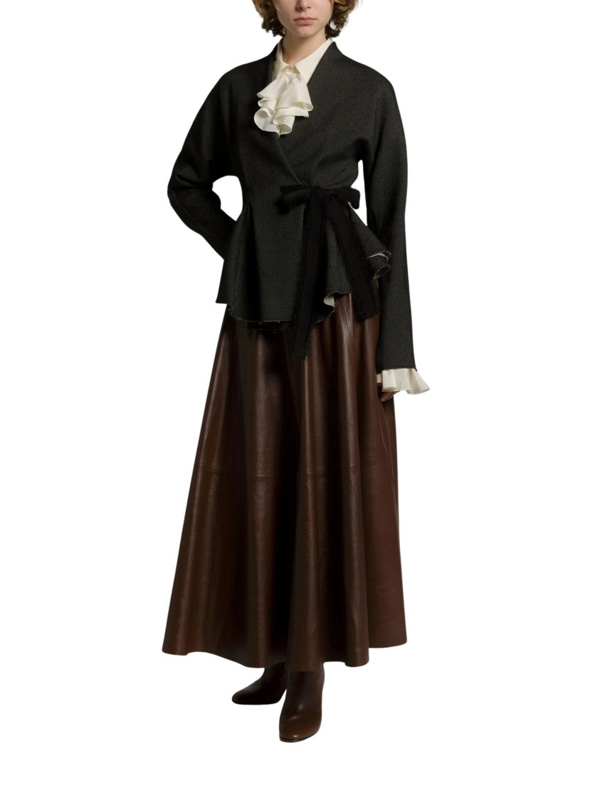 Alberta Ferretti Fitted Stretch Viscose Jacket With Mohair Ribbon Detail
