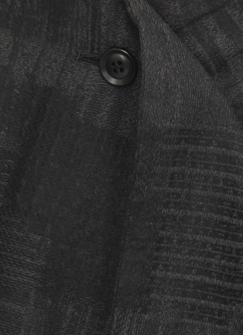 Y's Asymmetrical Dark Grey Midi Skirt With Fringed Details