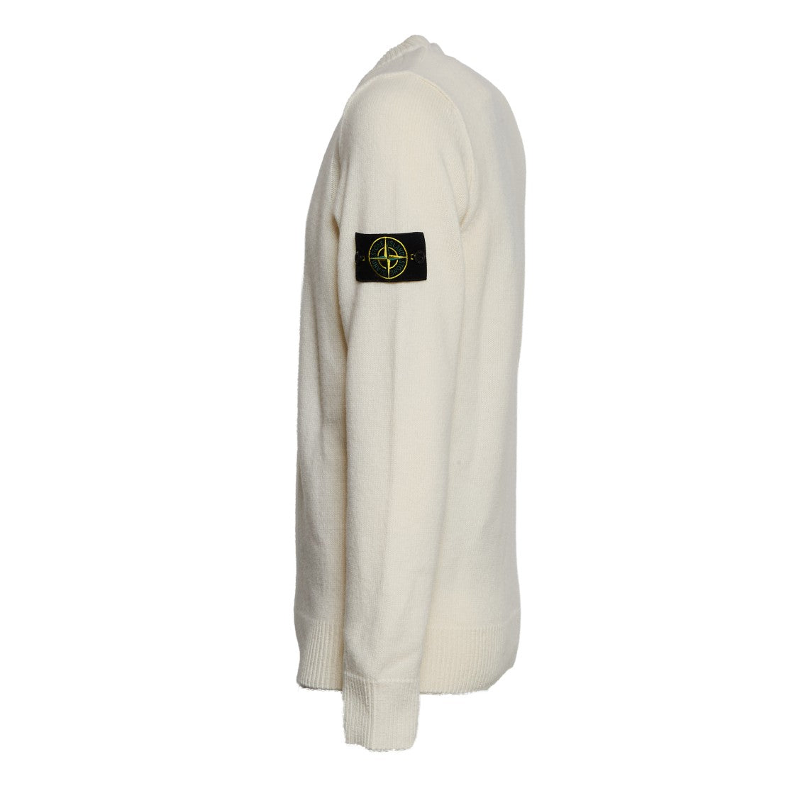 Stone Island Ivory Knit Sweater With Classic Crew Neckline