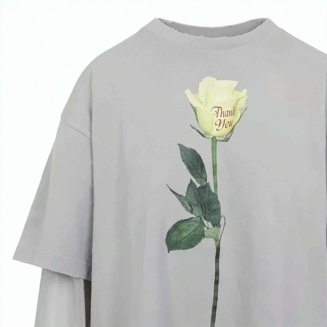 Acne Studios Layered Long-Sleeve Top With Graphic Rose Detail