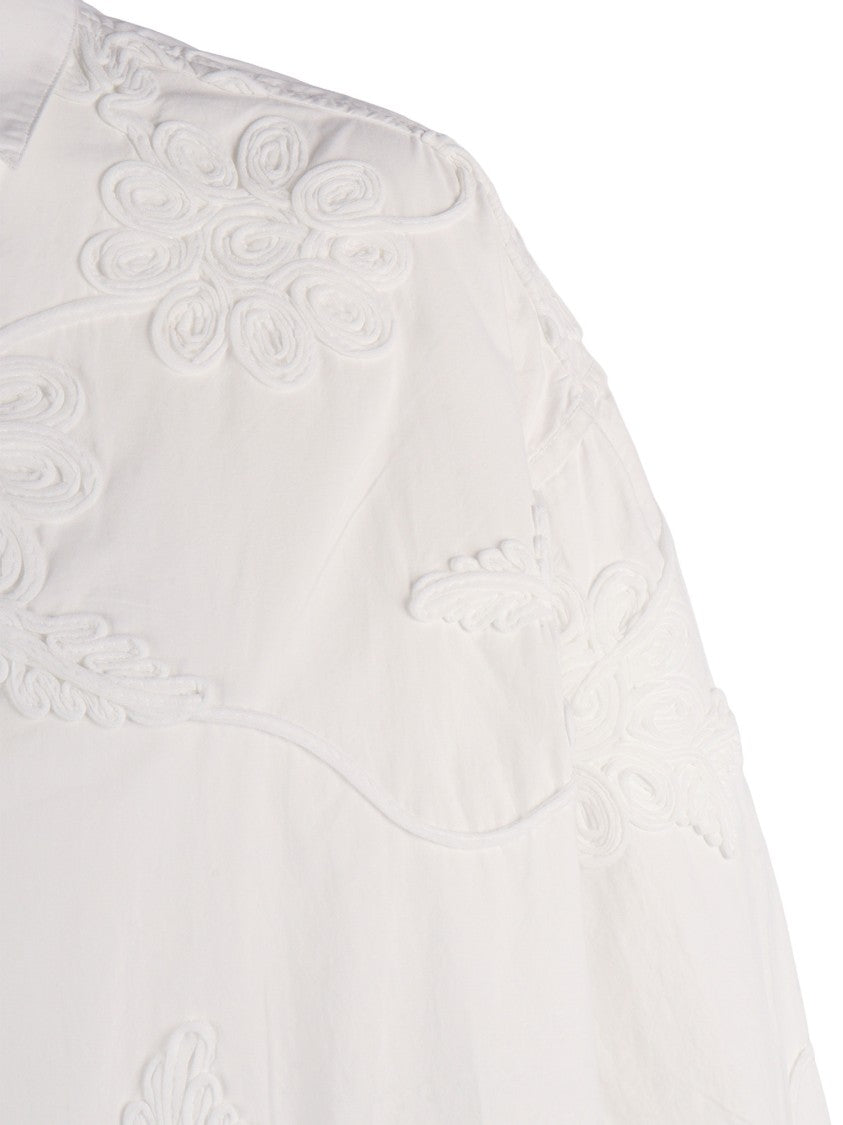 Rotate White Bright Flower Embroidered Oversized Shirt