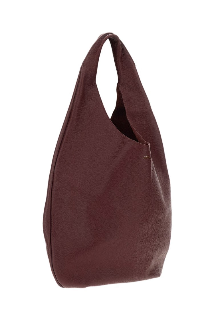 A.P.C. Red Grained Leather Le Neige Tote Bag