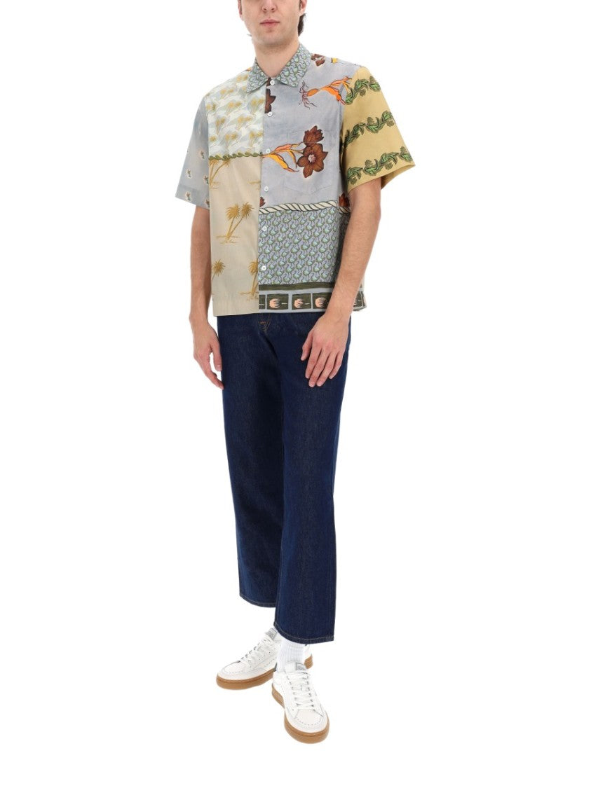 Paul Smith Textile Patchwork Muted Tones Casual Shirt