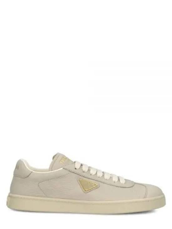 Prada Light Beige Low-Top Sneakers With Tonal Rubber Sole