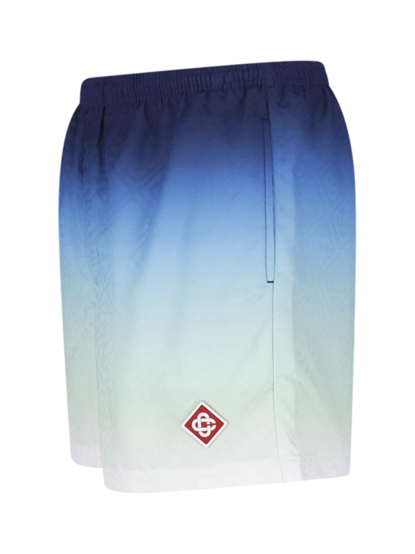 Casablanca Gradient Design Casual Shorts With Elastic Waistband