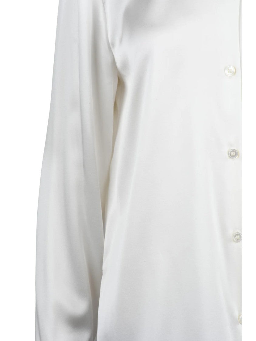 Mm By Max Mara White Stretch Silk Satin Shirt
