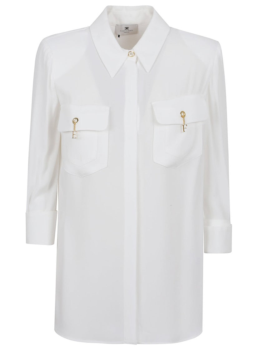 Elisabetta Franchi White Viscose Shirt With Classic Collar