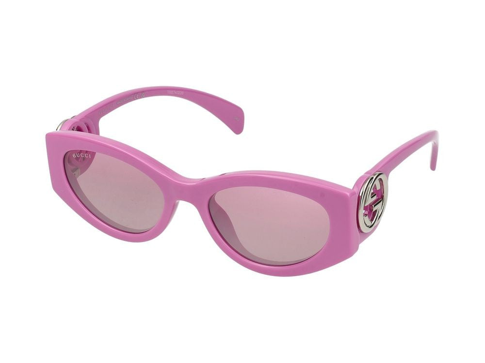 Gucci Pink Logo Detail Oversized Cat-Eye Sunglasses