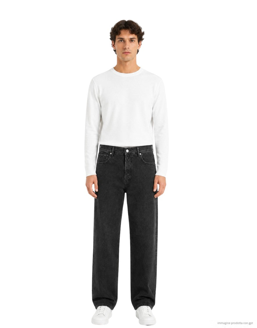 Nine In The Morning Washed Black Albert Loose-Fit Denim Jeans