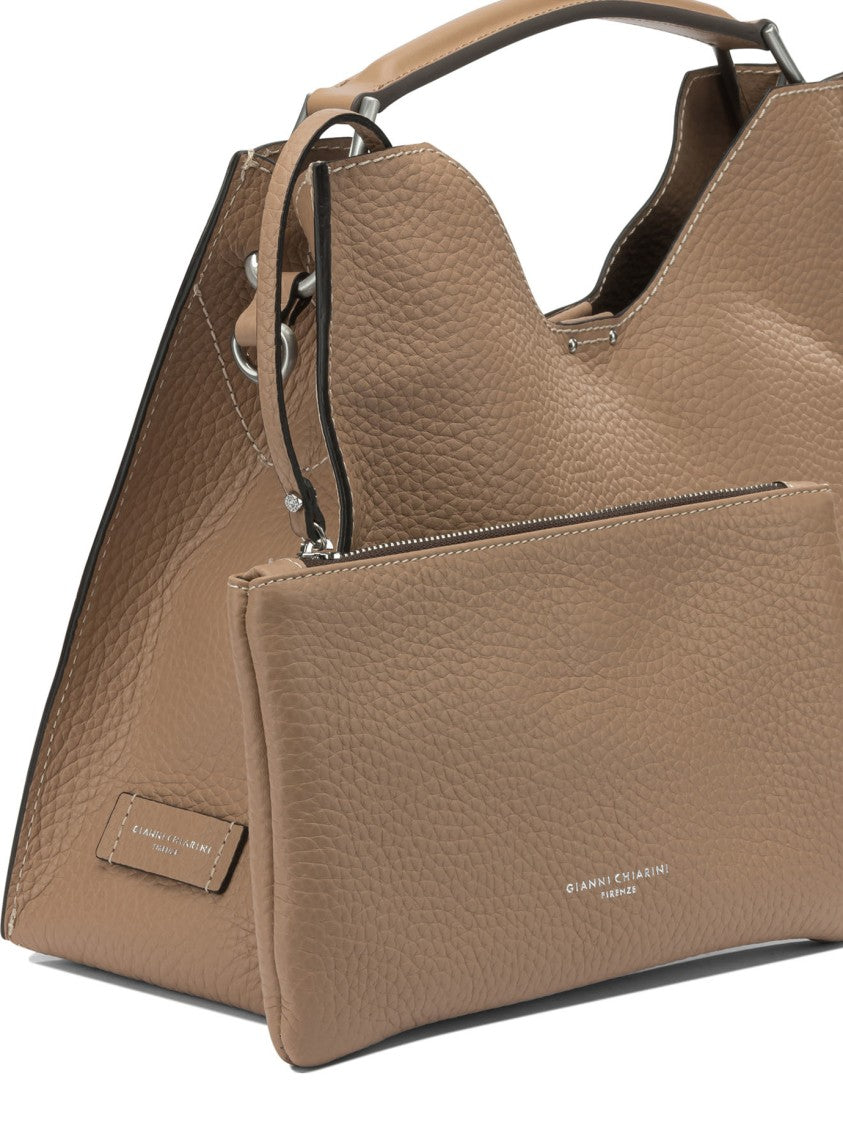 Gianni Chiarini Textured Leather Shoulder Bag With Trapezoidal Silhouette