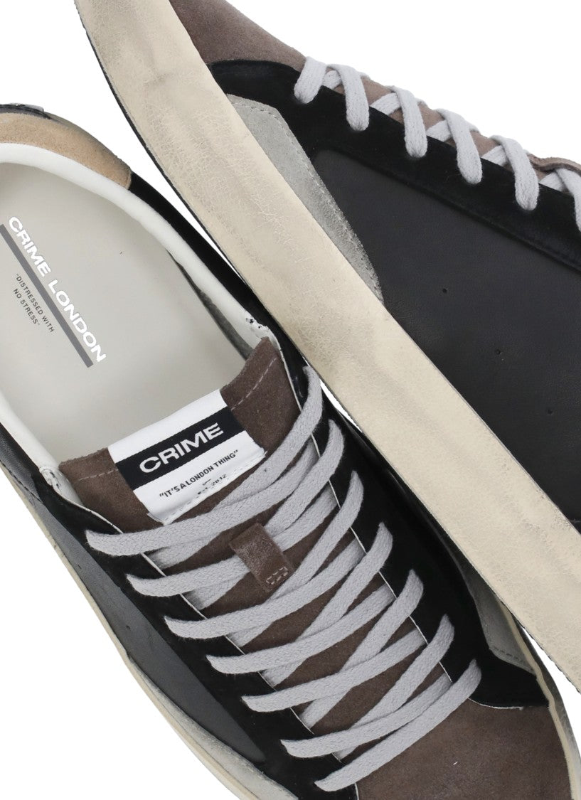 Crime London Black Distressed Used Effect Sneakers