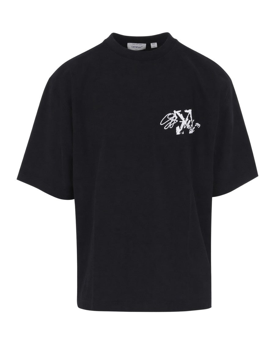 Off-White Black Cotton Arrows Embroidered T-Shirt