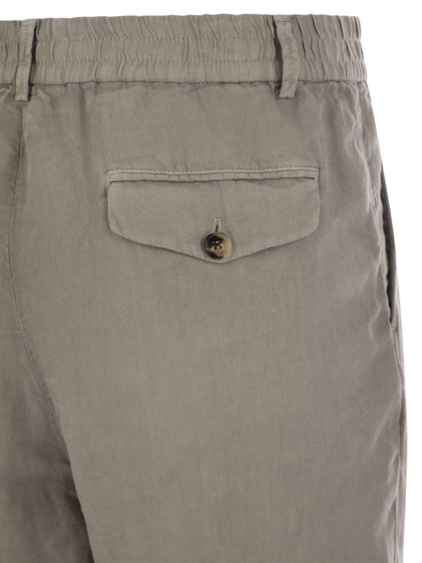Brunello Cucinelli Bermuda Shorts In Light Délavé Linen Canvas