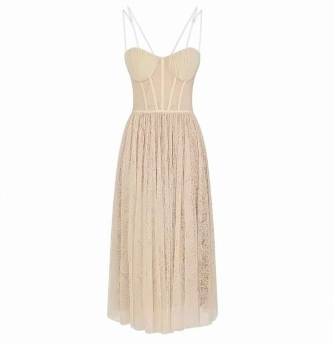 Elisabetta Franchi Lace Bust Top Adjustable Straps Dress