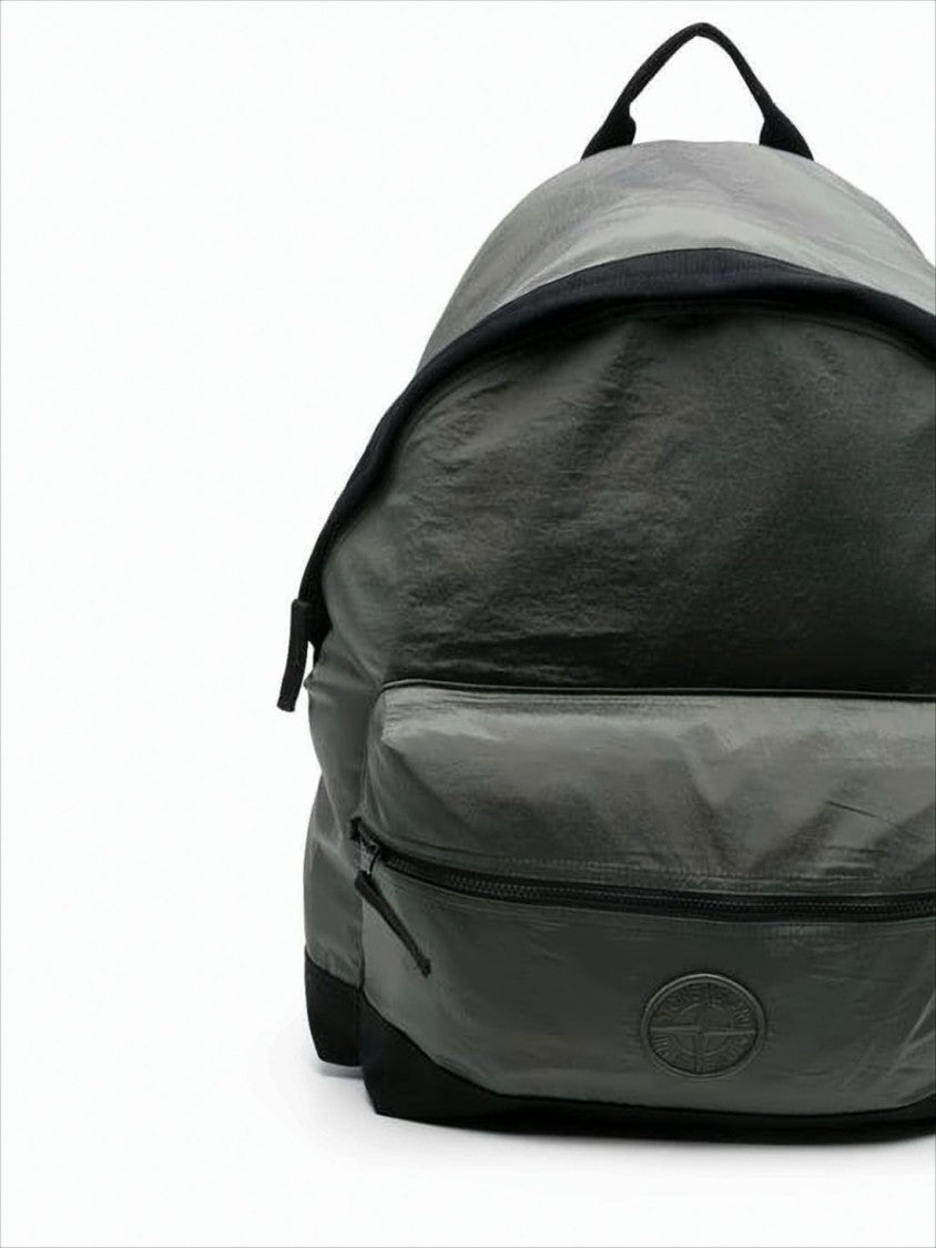 Stone Island Sleek Rounded Nylon Backpack With Adjustable Straps