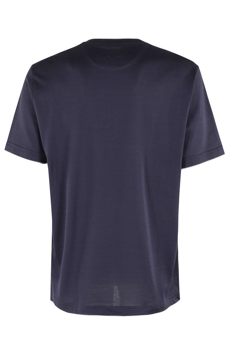 Eleventy Blue Layered Crewneck Cotton T-Shirt