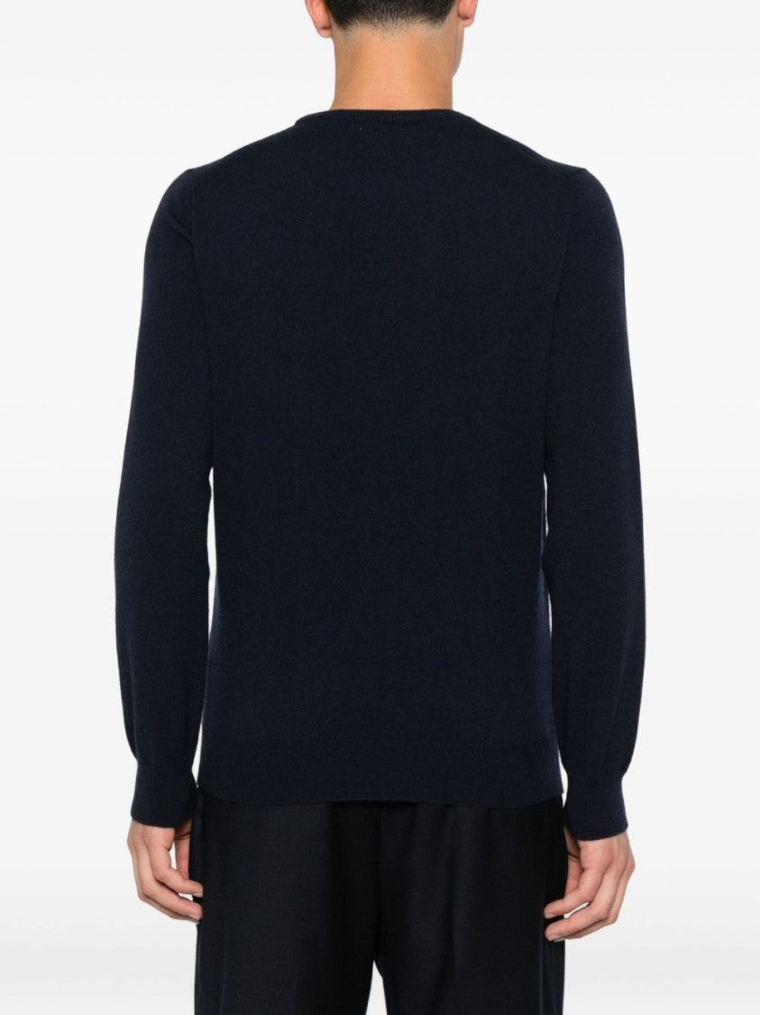 Malo Cashmere-Wool Blend Crew Neck Sweater With Ribbed Cuffs