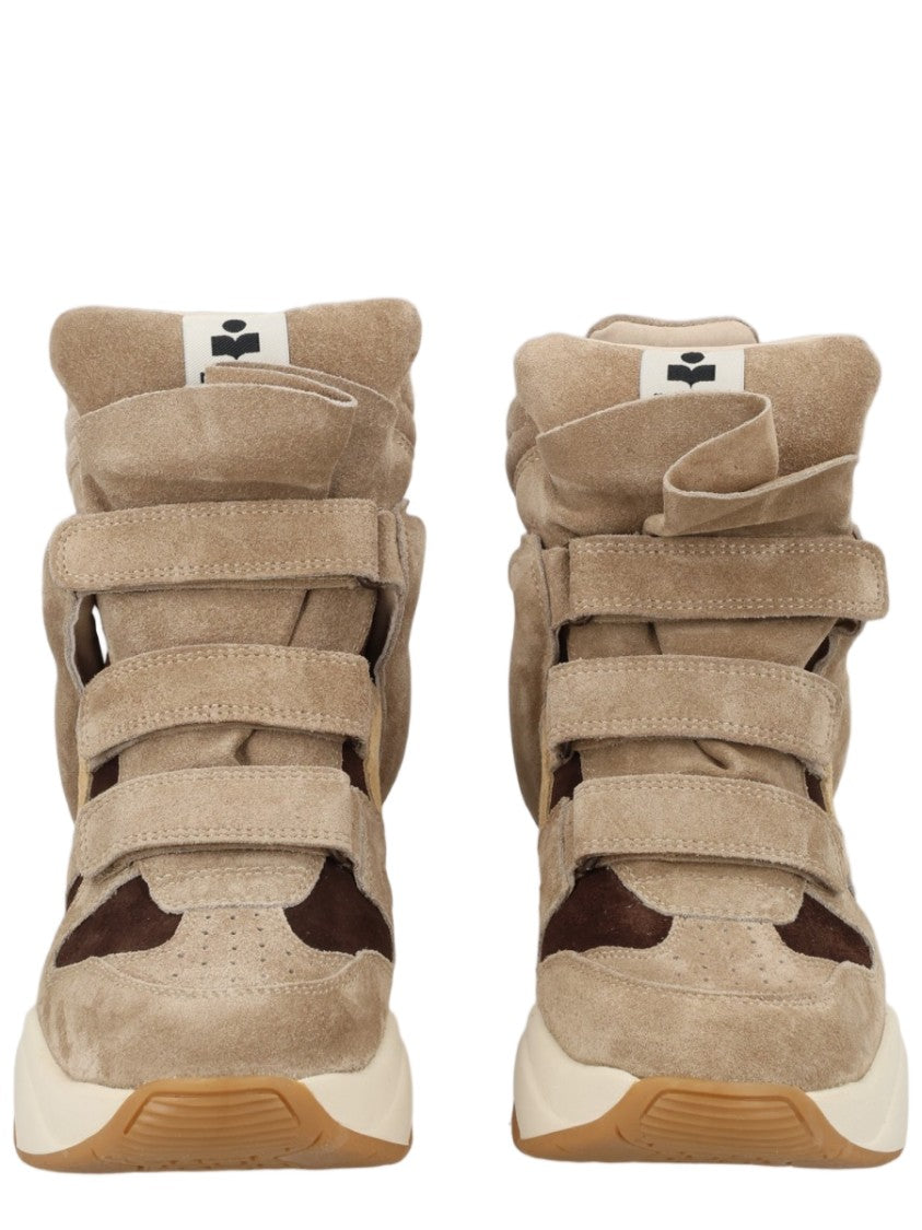 Isabel Marant Brown High-Top Suede Wide Strap Sneakers