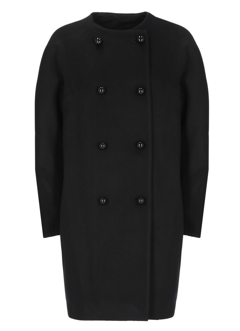 Carolina Herrera Black Double-Breasted Wool Coat
