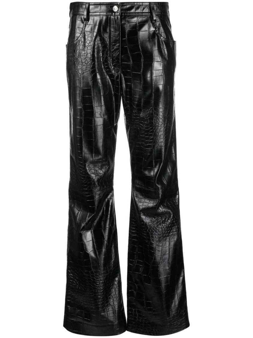 Msgm Faux Leather Trousers With Crocodile Texture