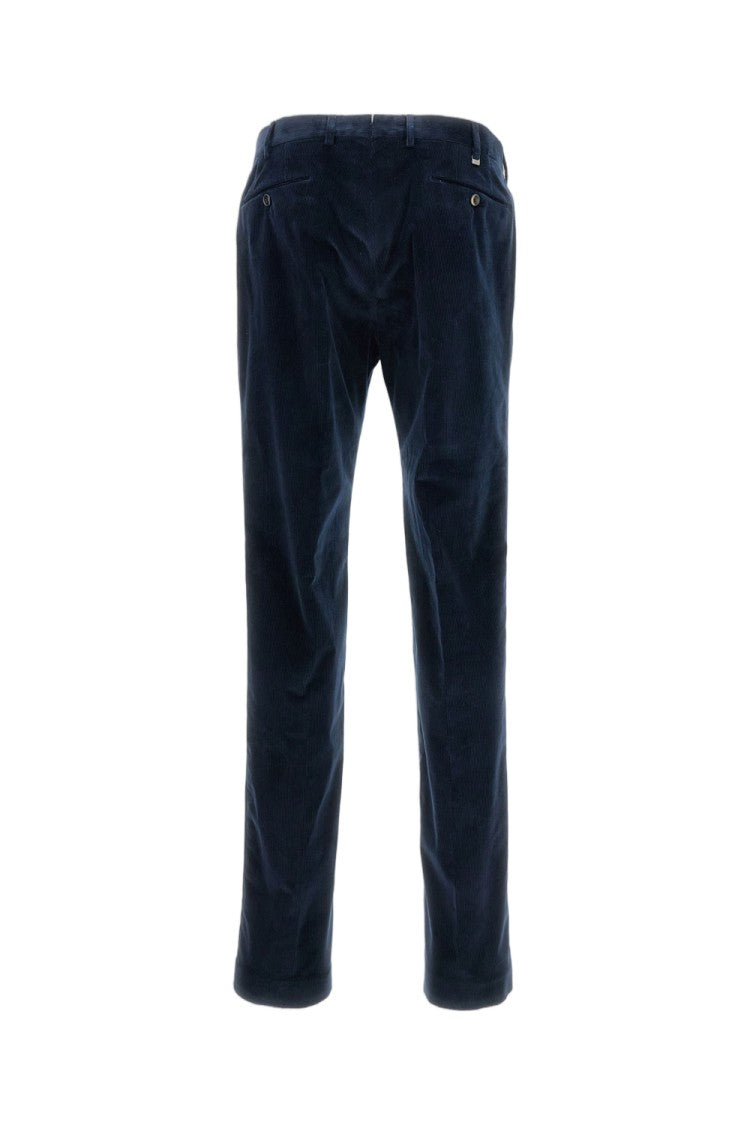 Pt01 Textured Blue Corduroy Pants With Tailored Fit