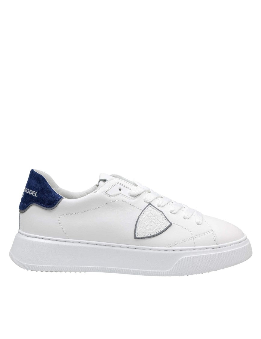 Philippe Model Temple Low Leather Sneakers, White And Blue