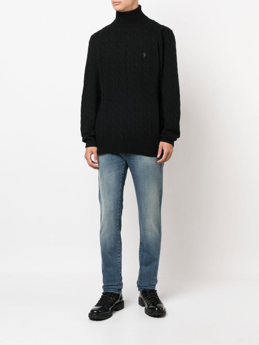 Polo Ralph Lauren Cable-Knit Turtleneck Sweater With Refined Pony Embroidery