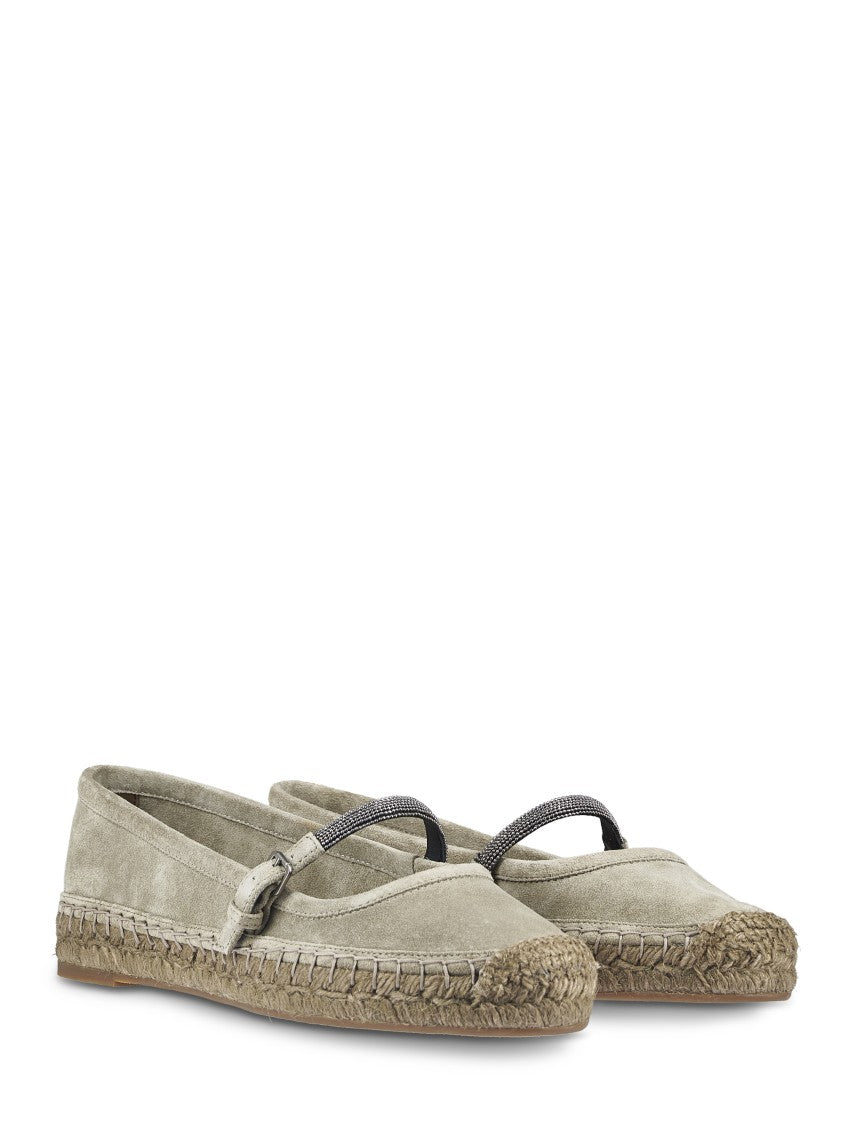 Brunello Cucinelli Soft Suede Sneakers With Espadrille-Style Sole
