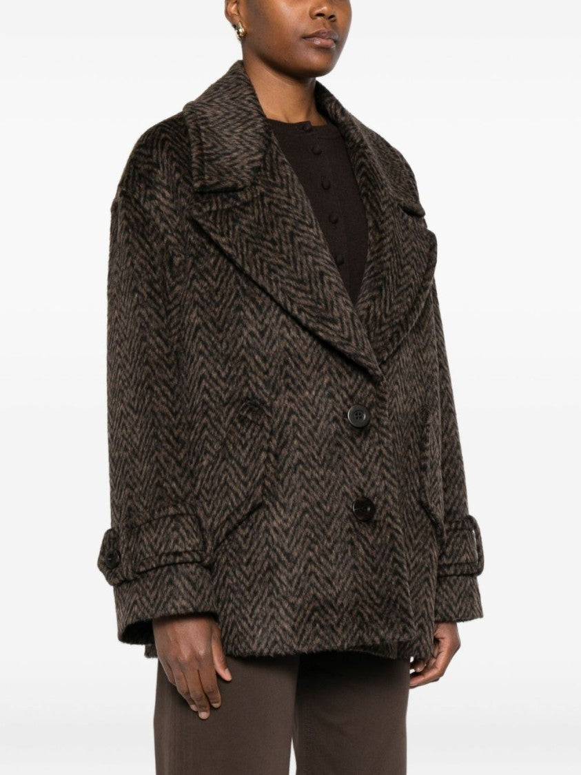 Dondup Tailored Brown Coat With Wide Lapel