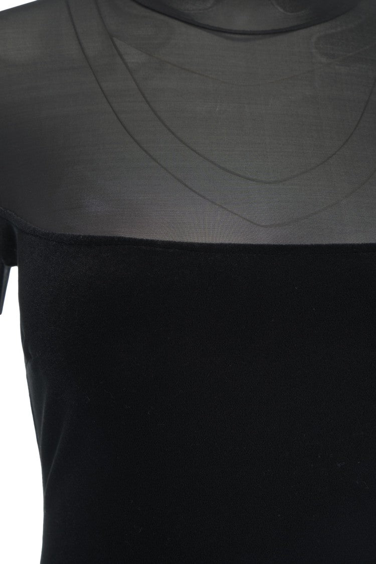 Elisabetta Franchi Long Slim-Fit Dress With Sheer Accents