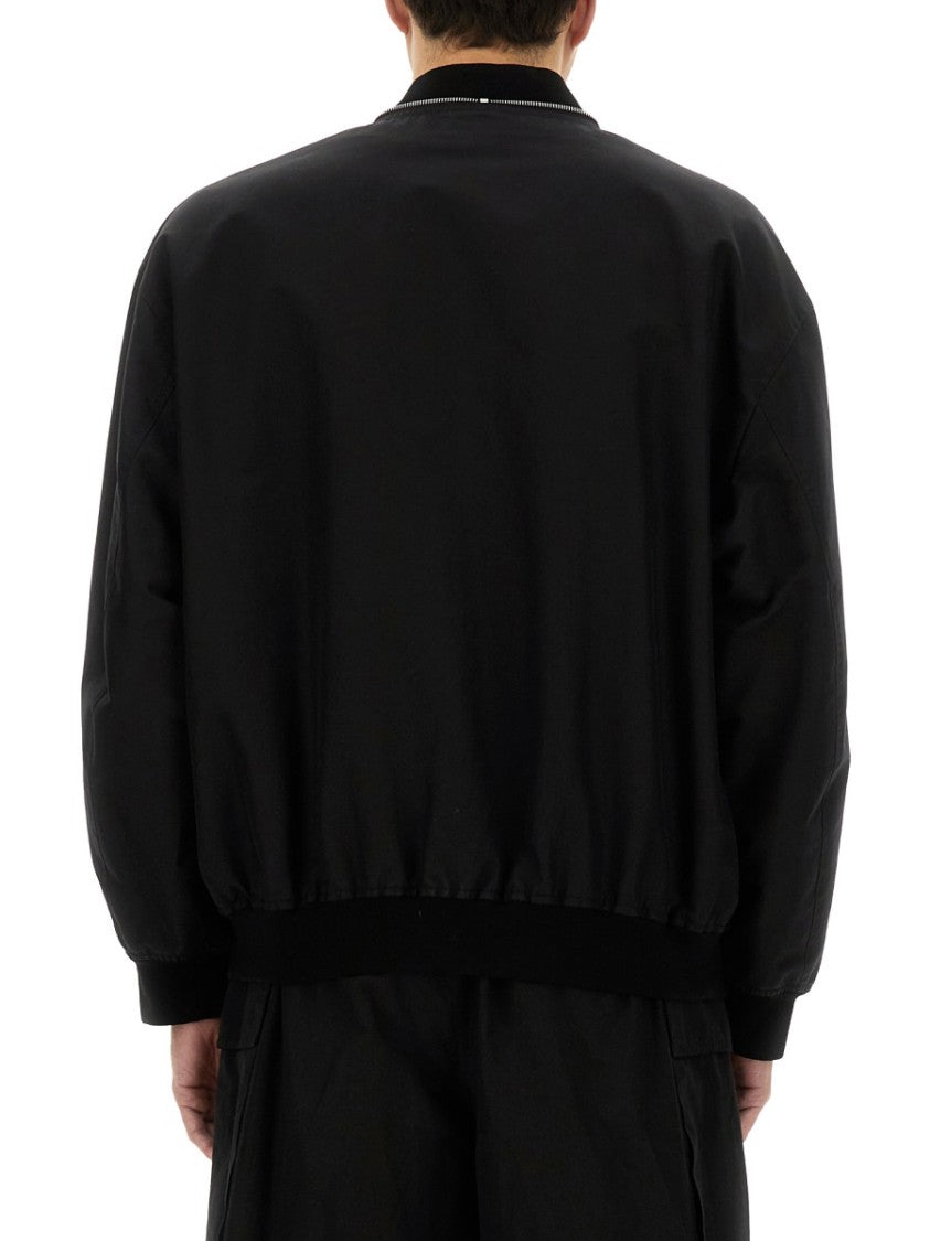 Jil Sander Oversized Cotton Bomber Jacket With Ribbed Cuffs