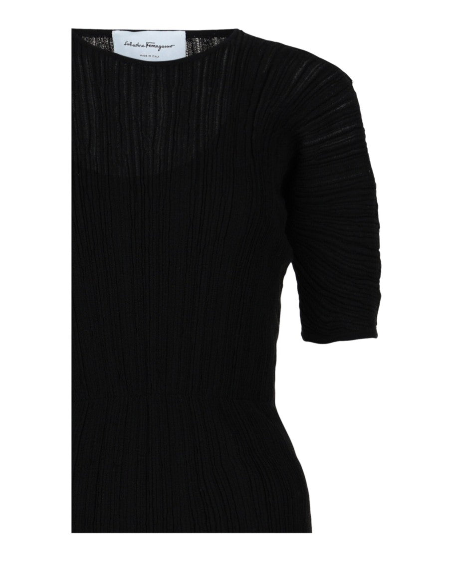 Ferragamo Beaded Crinkle Knit Dress