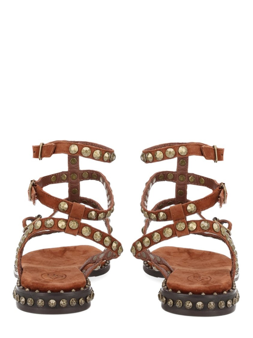 Ash Black Thin Straps Studded Sandals