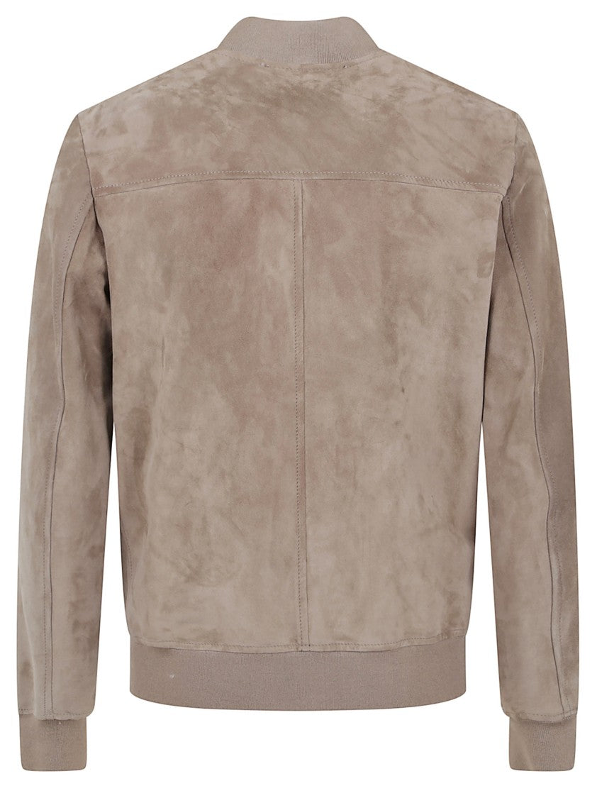 Salvatore Santoro Beige Lamb Leather Bomber Jacket