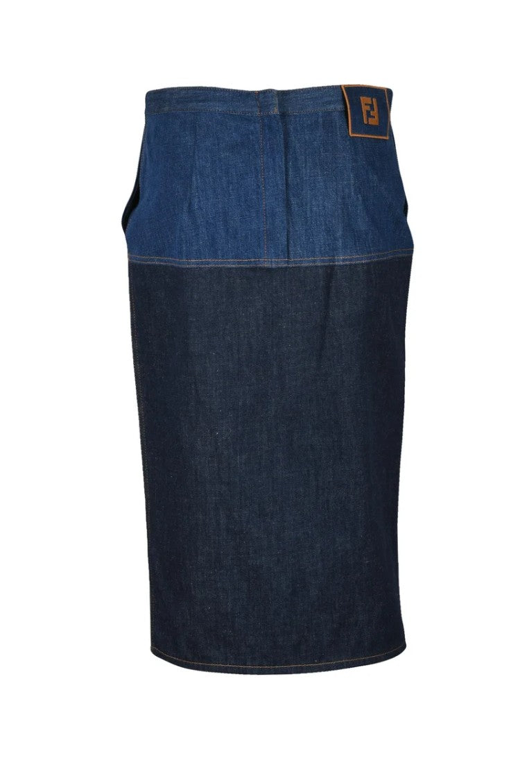 Fendi Denim Midi Skirt - Blue