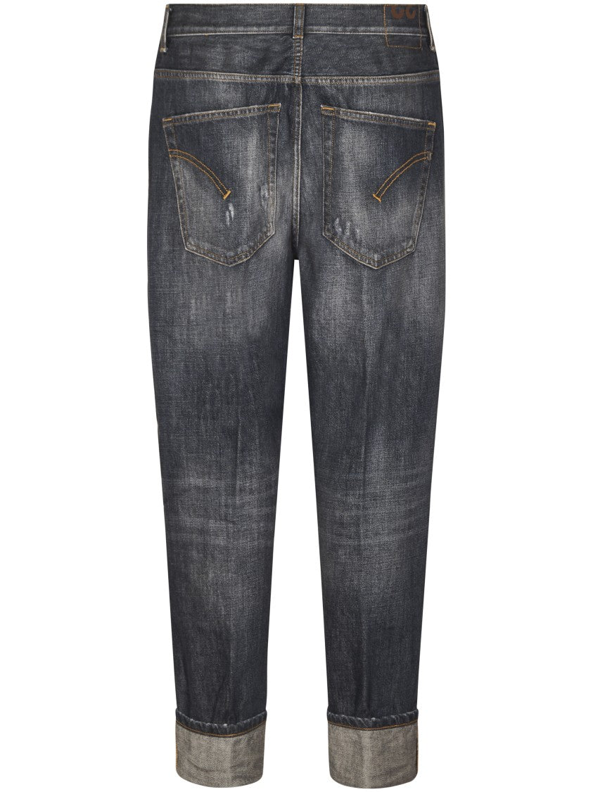 Dondup Relaxed Fit Distressed Denim Trousers With Rolled Cuffs