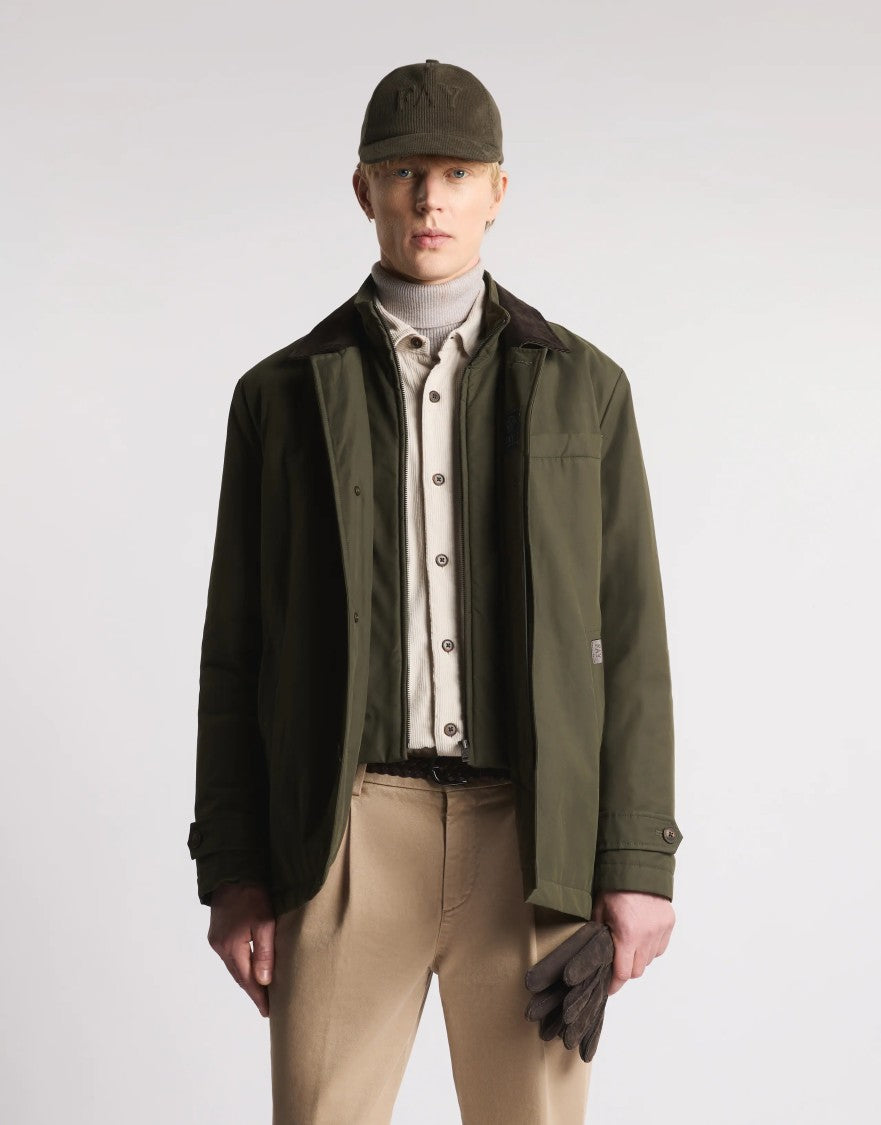Fay Country Morning Double-Breasted Jacket In Light Forest Green