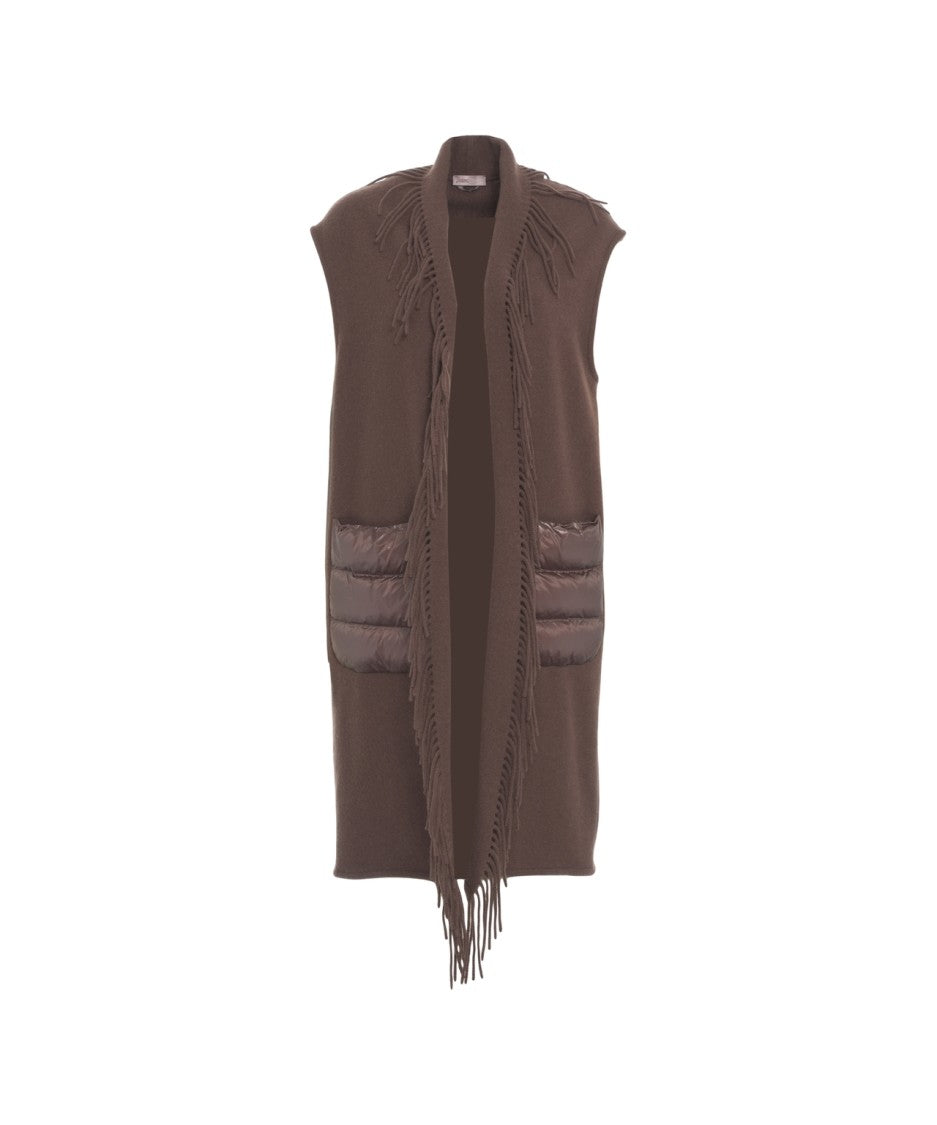 Herno Fringe Detail Wool-Cashmere Blend Gilet With Nylon Inserts