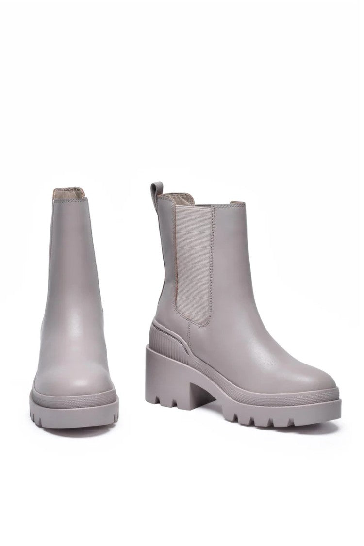 Tommy Hilfiger Light Grey Leather Rubber Women's Heel Boot