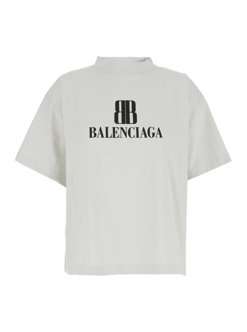Balenciaga Cropped T-Shirt With Bold Logo Print