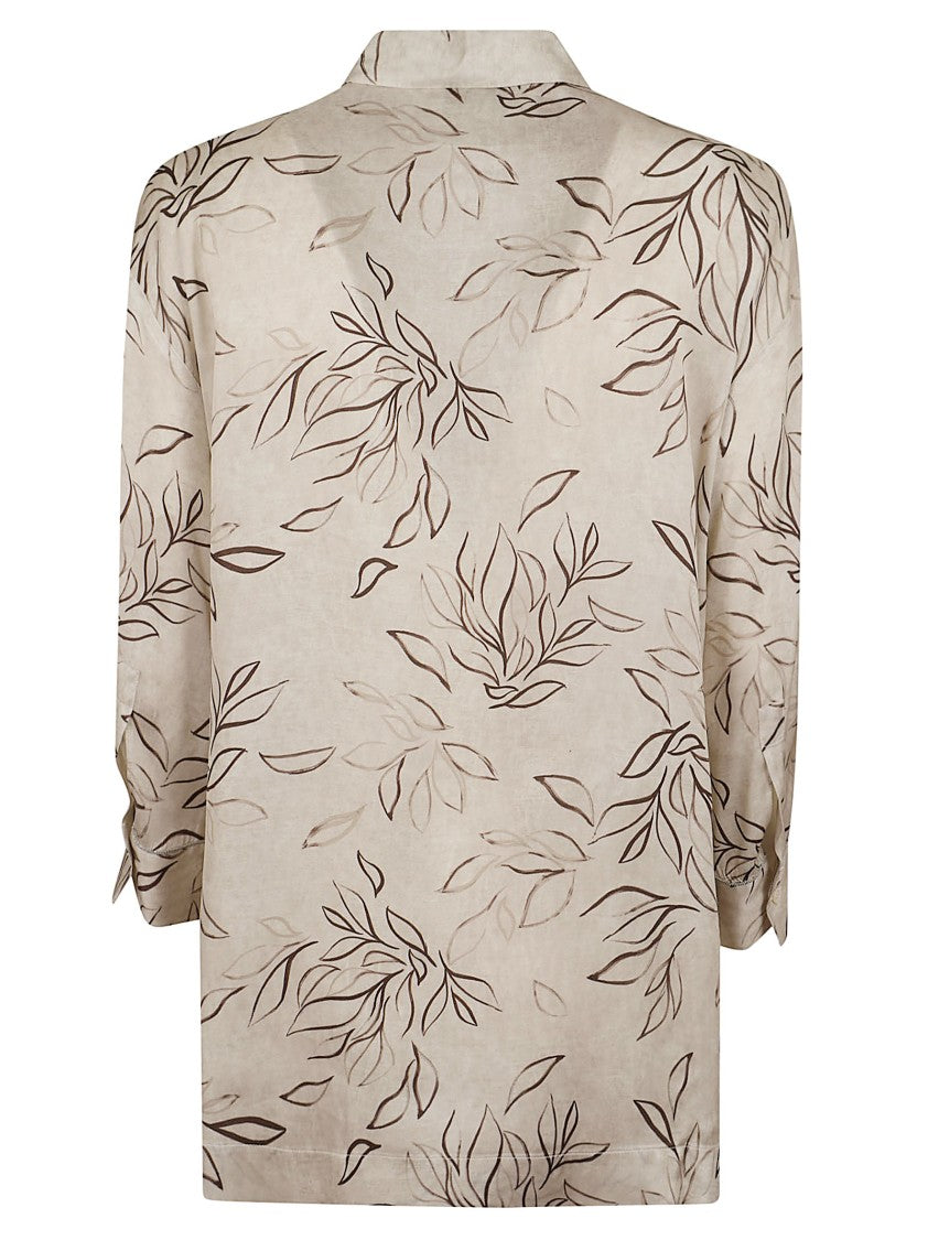 Peserico Flowing Viscose Shirt With Satin Finish And Rhinestone Detail