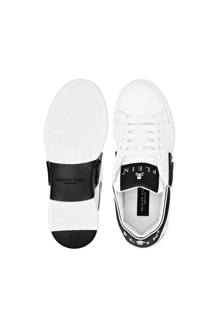 Philipp Plein White Hexagon Patch Chunky Sole Leather Low-Top Sneakers