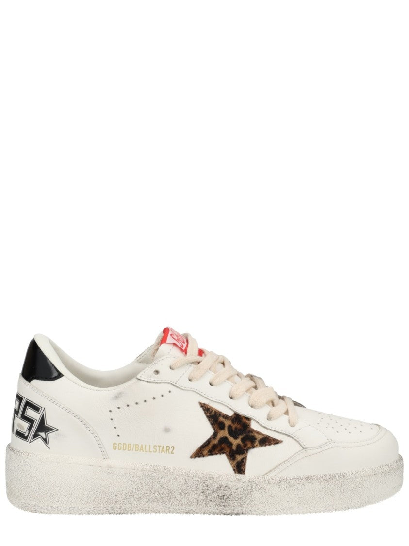 Golden Goose Ballstar Distressed White Cow Leather Sneakers
