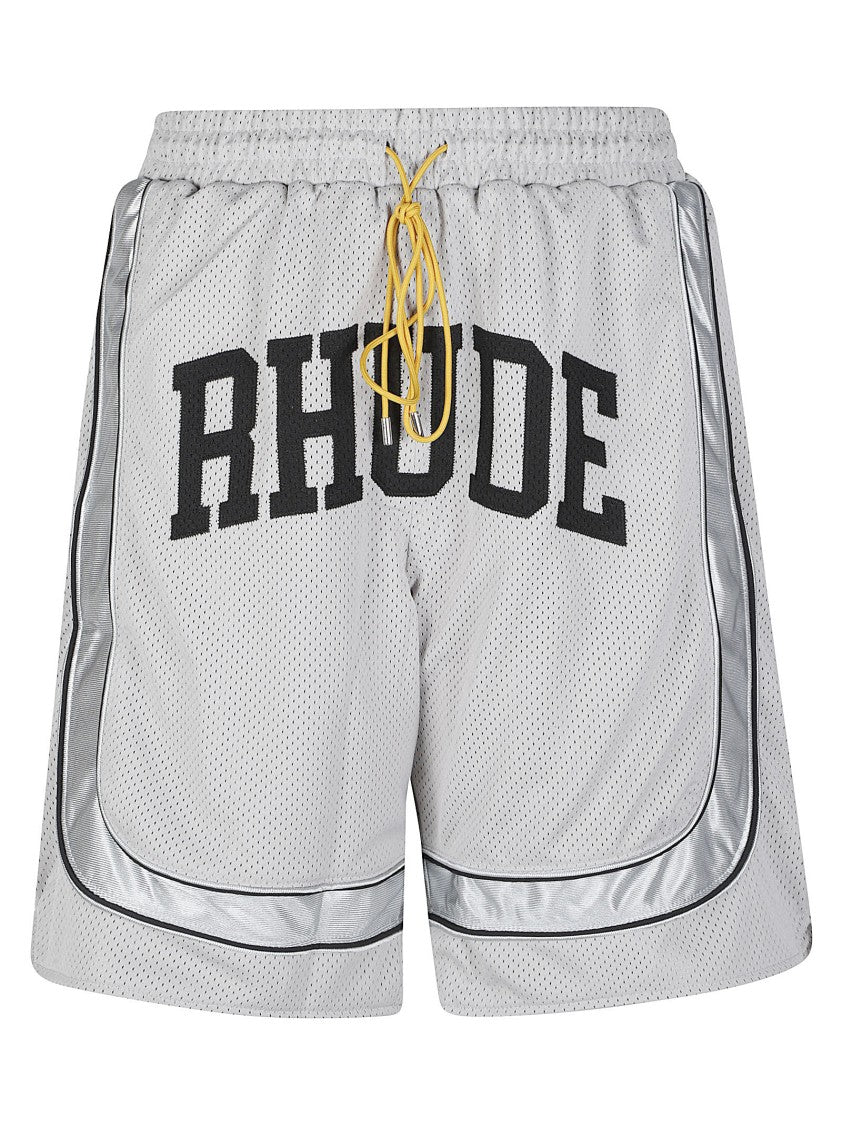 Rhude Baggy Mesh Collegiate Logo Polyester Shorts