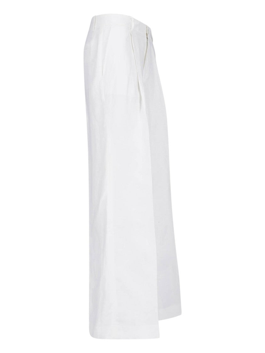 Polo Ralph Lauren White Tailored High-Waisted Straight-Leg Trousers