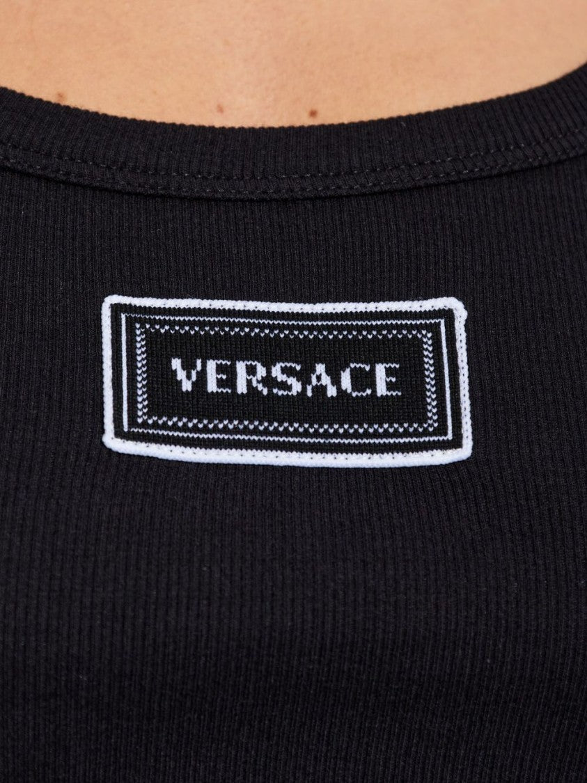 Versace Black Silk And Nylon Knit Top