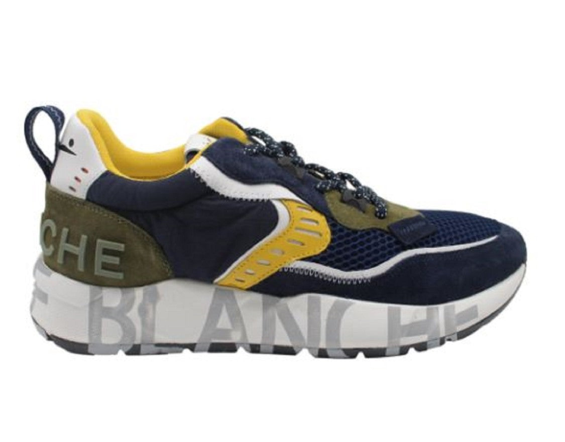 Voile Blanche Navy Blue Mesh Sneakers Yellow Accents