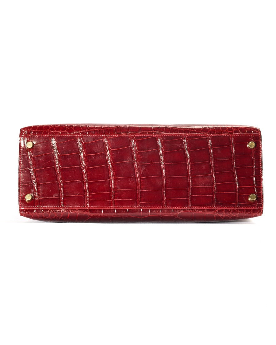 Hermès Kelly Bag 32 Red Alligator Saddle Bag