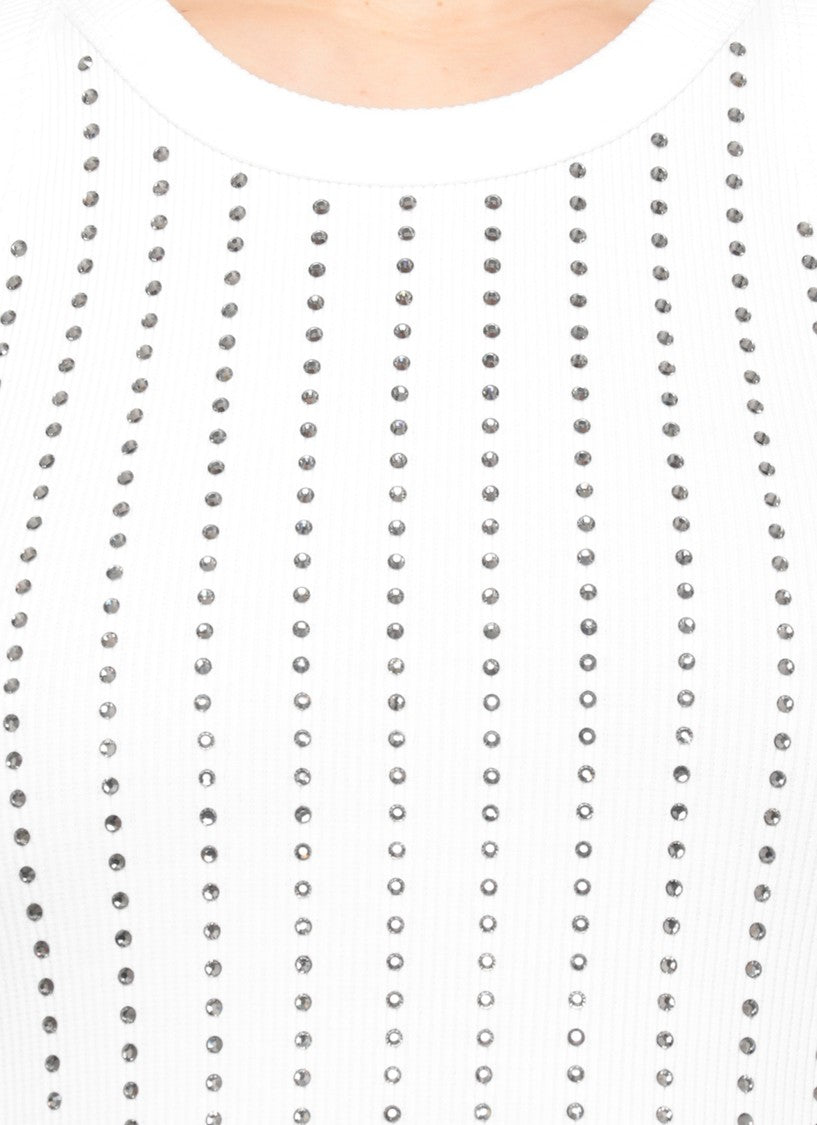 The Attico White All-Over Strass Cotton Tank Top