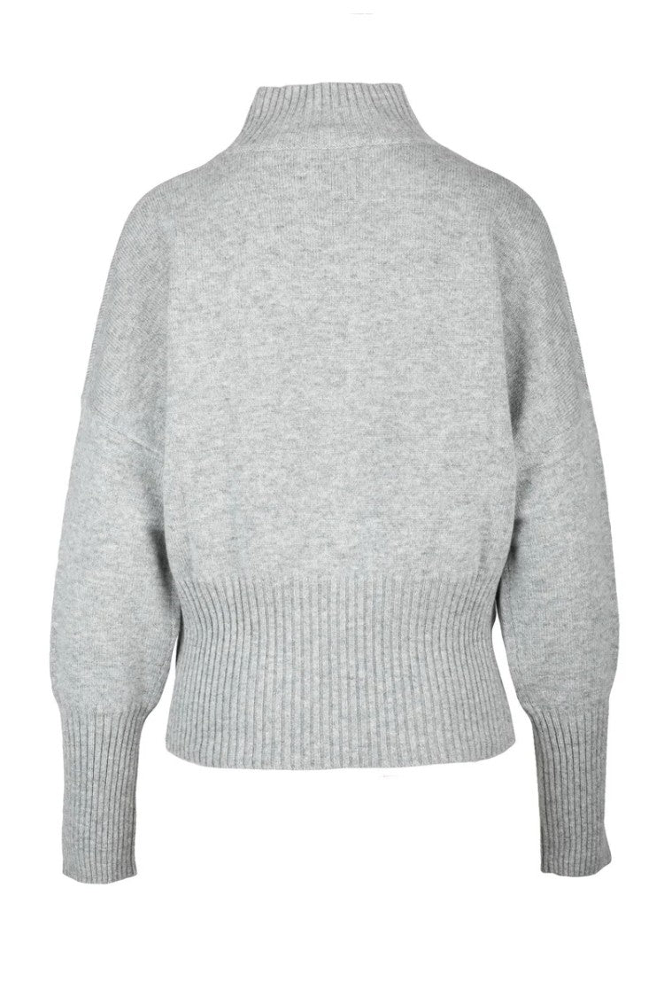 Max Mara Nuccia Mock Neck Sweater With Rhinestones - Grey
